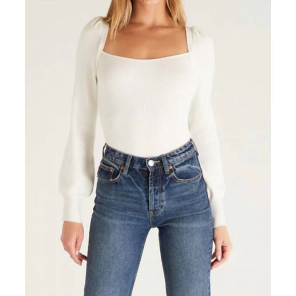 Z Supply Hadley Sweater Tie Top White Sz. S